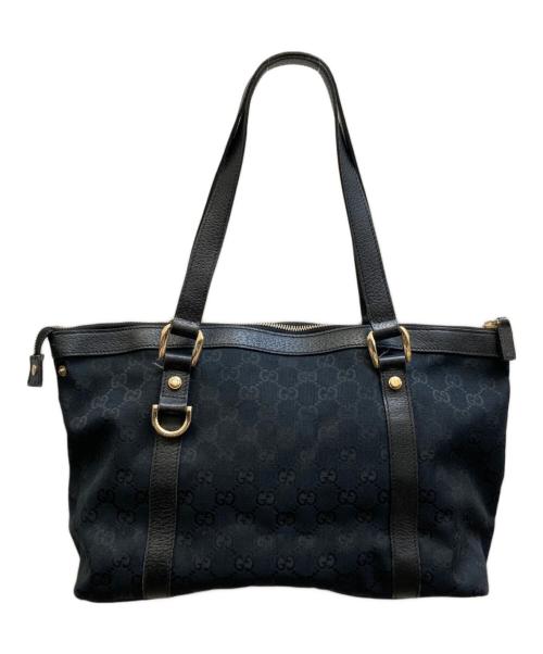 GUCCI（グッチ）GUCCI (グッチ) アビー GGキャンバス トートバッグ ブラックの古着・服飾アイテム