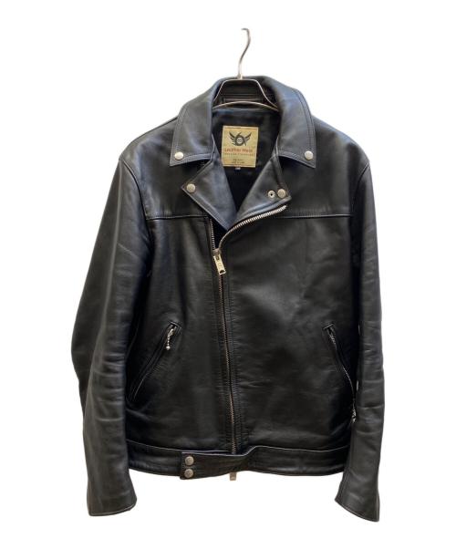 666 LEATHER WEAR（666レザーウェア）666 Leather Wear (トリプルシックス レザーウェア) タイトフィット フロントフラップ ライダースジャケット ブラック サイズ:38の古着・服飾アイテム