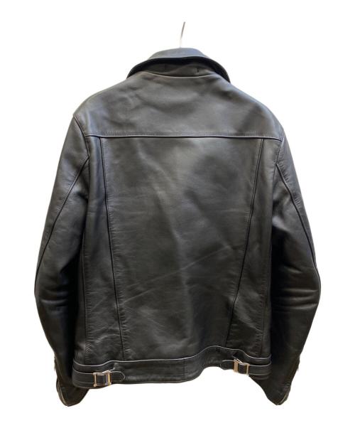 666 LEATHER WEAR（666レザーウェア）666 Leather Wear (トリプルシックス レザーウェア) タイトフィット フロントフラップ ライダースジャケット ブラック サイズ:38の古着・服飾アイテム