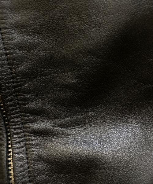 666 LEATHER WEAR（666レザーウェア）666 Leather Wear (トリプルシックス レザーウェア) タイトフィット フロントフラップ ライダースジャケット ブラック サイズ:38の古着・服飾アイテム