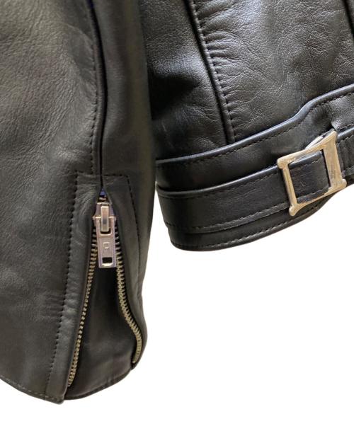 666 LEATHER WEAR（666レザーウェア）666 Leather Wear (トリプルシックス レザーウェア) タイトフィット フロントフラップ ライダースジャケット ブラック サイズ:38の古着・服飾アイテム