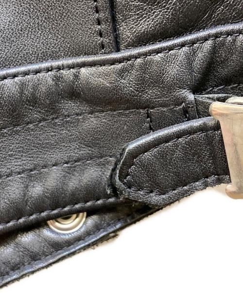 666 LEATHER WEAR（666レザーウェア）666 Leather Wear (トリプルシックス レザーウェア) タイトフィット フロントフラップ ライダースジャケット ブラック サイズ:38の古着・服飾アイテム