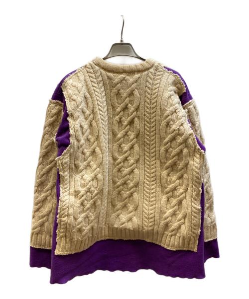 Rebuild by Needles（リビルドバイニードルス）Rebuild by Needles (リビルドバイニードルス) フリ－スドッキングニット ホワイト×パープル サイズ:Sの古着・服飾アイテム