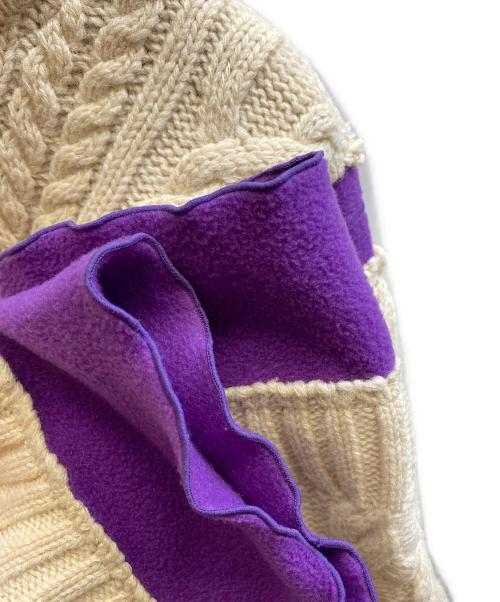 Rebuild by Needles（リビルドバイニードルス）Rebuild by Needles (リビルドバイニードルス) フリ－スドッキングニット ホワイト×パープル サイズ:Sの古着・服飾アイテム