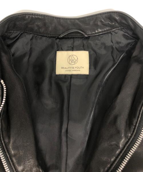 BEAUTY&YOUTH（ビューティーアンドユース）BEAUTY&YOUTH (ビューティーアンドユース) シングルライダースジャケット ブラック サイズ:Lの古着・服飾アイテム