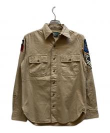 POLO COUNTRY（ポロカントリー）の古着「ワッペン付ミリタリーシャツ」｜ベージュ