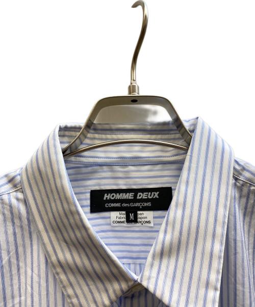 COMME des GARCONS HOMME DEUX（コムデギャルソン オム ドゥ）COMME des GARCONS HOMME DEUX (コムデギャルソン オム ドゥ) 裾ドローコードストライプシャツ ブルー サイズ:Mの古着・服飾アイテム