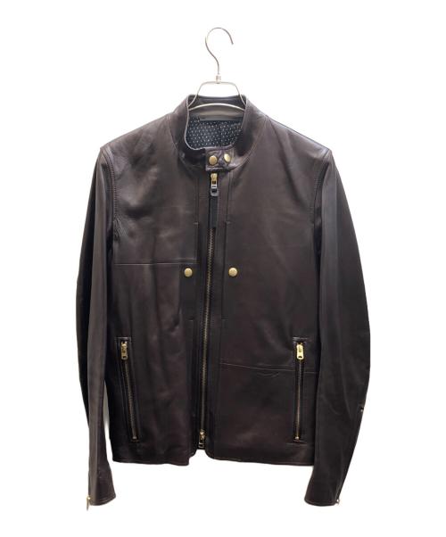 PS Paul Smith（ＰＳポールスミス）PS Paul Smith (ＰＳポールスミス) ラムレザージャケット パープル サイズ:Mの古着・服飾アイテム