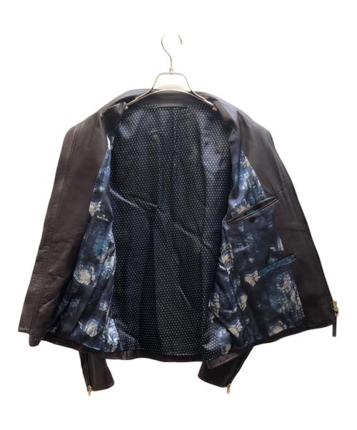 PS Paul Smith（ＰＳポールスミス）PS Paul Smith (ＰＳポールスミス) ラムレザージャケット パープル サイズ:Mの古着・服飾アイテム