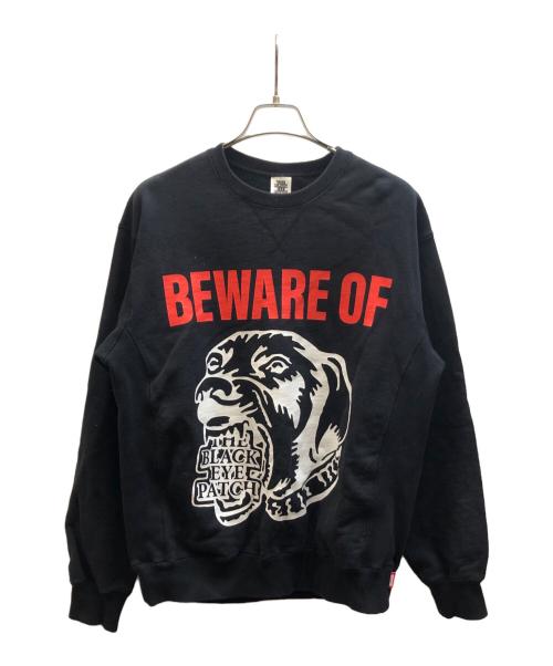 THE BLACK EYE PATCH（ブラックアイパッチ）THE BLACK EYE PATCH (ブラックアイパッチ) BEWARE OF BEP CREWSWEAT ブラック サイズ:Mの古着・服飾アイテム