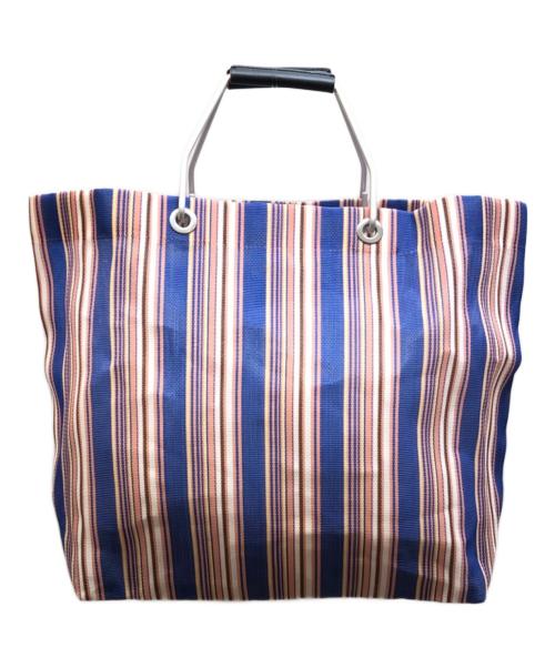 MARNI（マルニ）MARNI (マルニ) フラワーカフェトートバッグ/ストライプバッグ ピンク×ブルーの古着・服飾アイテム