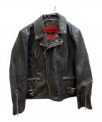 Liugoo Leathersリューグーレザーズ）の古着「水牛革 UKダブルライダースジャケット」｜ブラック