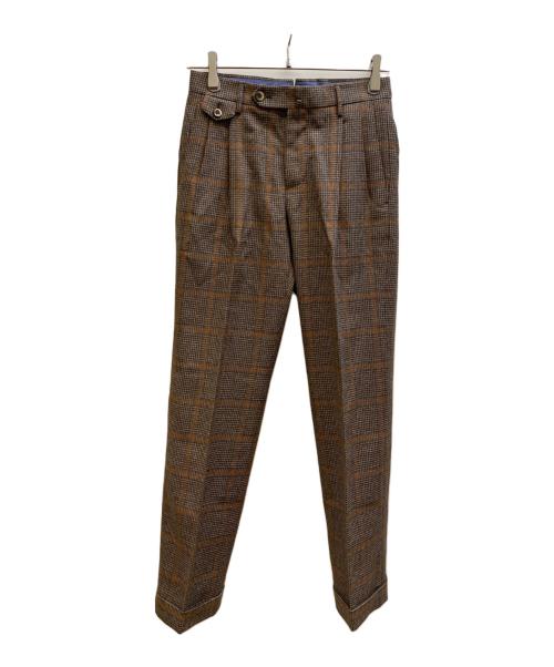 PT TORINO（ピーティートリノ）PT TORINO (ピーティートリノ) チェックスラックス ブラウン サイズ:42の古着・服飾アイテム