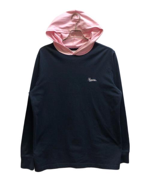 SUPREME（シュプリーム）Supreme (シュプリーム) Contrast Hooded LS Top ネイビー サイズ:Mの古着・服飾アイテム