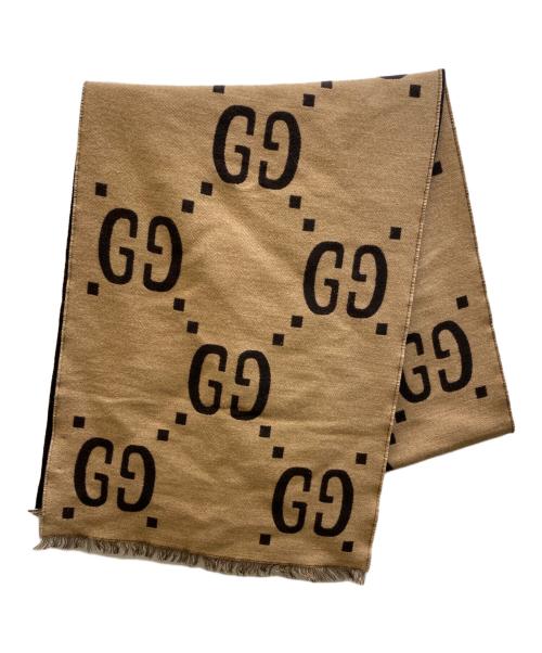 GUCCI（グッチ）GUCCI (グッチ) GGジャカード ウールシルク スカーフ ベージュの古着・服飾アイテム