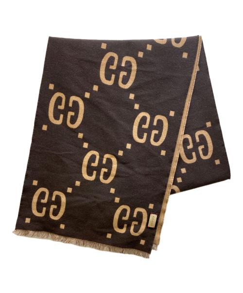 GUCCI（グッチ）GUCCI (グッチ) GGジャカード ウールシルク スカーフ ベージュの古着・服飾アイテム
