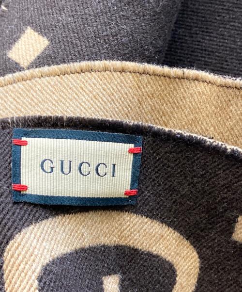 GUCCI（グッチ）GUCCI (グッチ) GGジャカード ウールシルク スカーフ ベージュの古着・服飾アイテム