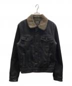 DOLCE & GABBANAドルチェ＆ガッバーナ）の古着「ボア ライナー付レザーコンビ デニムジャケット」｜ブラック