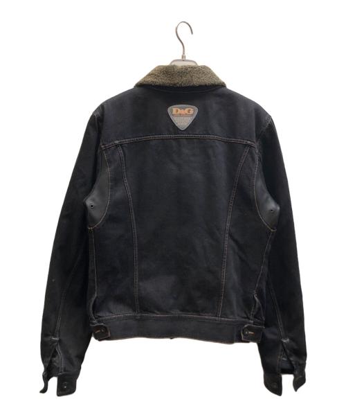 DOLCE & GABBANA（ドルチェ＆ガッバーナ）DOLCE & GABBANA (ドルチェ＆ガッバーナ) ボア ライナー付レザーコンビ デニムジャケット ブラック サイズ:Lの古着・服飾アイテム
