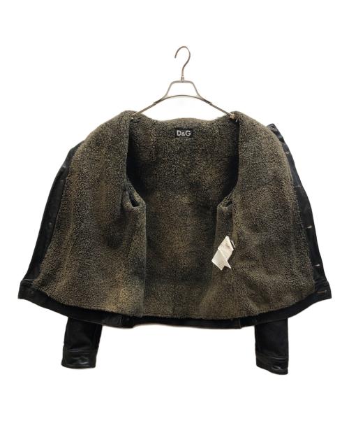 DOLCE & GABBANA（ドルチェ＆ガッバーナ）DOLCE & GABBANA (ドルチェ＆ガッバーナ) ボア ライナー付レザーコンビ デニムジャケット ブラック サイズ:Lの古着・服飾アイテム