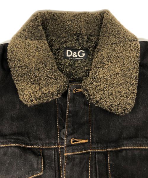 DOLCE & GABBANA（ドルチェ＆ガッバーナ）DOLCE & GABBANA (ドルチェ＆ガッバーナ) ボア ライナー付レザーコンビ デニムジャケット ブラック サイズ:Lの古着・服飾アイテム