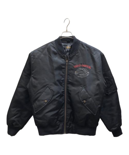 HARLEY-DAVIDSON（ハーレーダビッドソン）HARLEY-DAVIDSON (ハーレーダビッドソン) MA-1ジャケット ブラック サイズ:XLの古着・服飾アイテム
