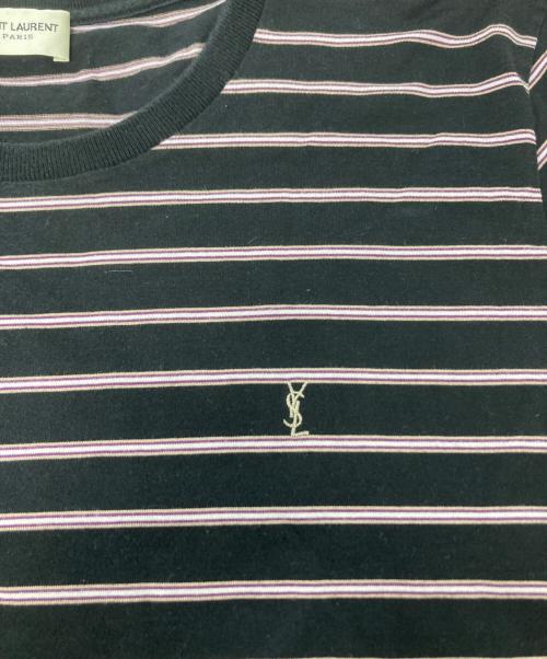 Saint Laurent Paris（サンローランパリ）Saint Laurent Paris (サンローランパリ) ボーダーTシャツ/562262 ピンク×ブラック サイズ:Mの古着・服飾アイテム