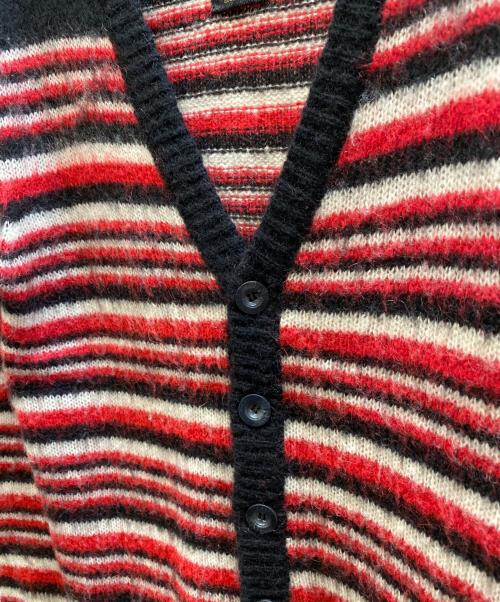 DIESEL（ディーゼル）DIESEL (ディーゼル) モヘア混カーディガン ブラック×レッド サイズ:XSの古着・服飾アイテム