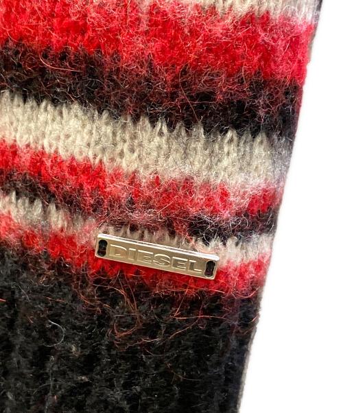 DIESEL（ディーゼル）DIESEL (ディーゼル) モヘア混カーディガン ブラック×レッド サイズ:XSの古着・服飾アイテム