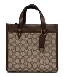 COACH（コーチ）の古着「フィールト トート 22シグネチャー ジャカード」｜ブラウン
