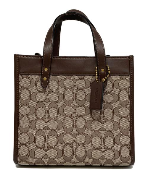 COACH（コーチ）COACH (コーチ) フィールト トート 22シグネチャー ジャカード ブラウンの古着・服飾アイテム