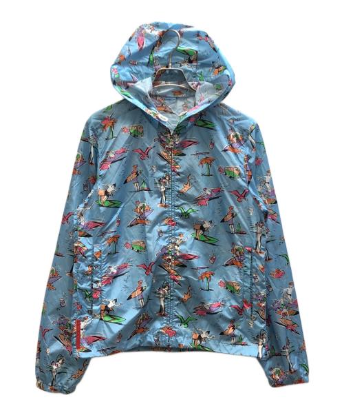 PRADA（プラダ）PRADA (プラダ) 総柄ナイロンジャケット ブルー サイズ:Mの古着・服飾アイテム