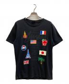 stussyステューシー）の古着「国旗プリントTシャツ」｜ブラック