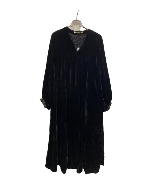 NE QUITTES PAS（ヌキテパ）NE QUITTES PAS (ヌキテパ) ベルベットワンピース ブラック サイズ:- 未使用品の古着・服飾アイテム