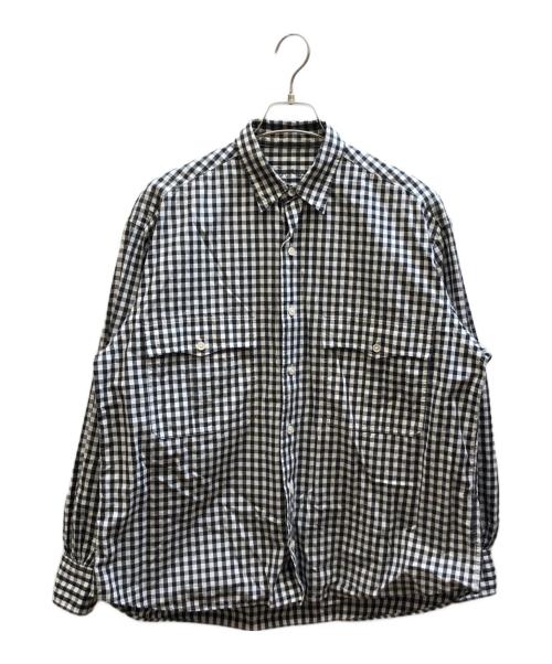 Porter Classic（ポータークラシック）Porter Classic (ポータークラシック) ロールアップギンガムチェックシャツ ブラック サイズ:Sの古着・服飾アイテム