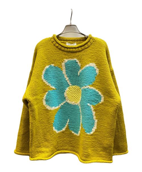 CHAH CHAH（チャーチャー）CHAH CHAH (チャーチャー) フラワーwithラブ ハンドニット イエロー サイズ:L 未使用品の古着・服飾アイテム