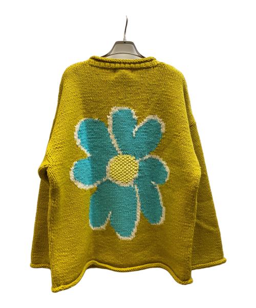 CHAH CHAH（チャーチャー）CHAH CHAH (チャーチャー) フラワーwithラブ ハンドニット イエロー サイズ:L 未使用品の古着・服飾アイテム