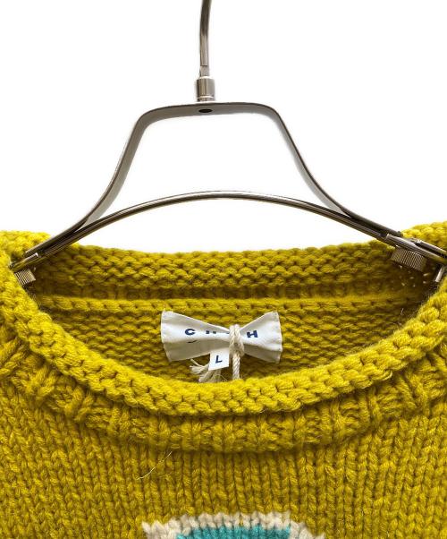 CHAH CHAH（チャーチャー）CHAH CHAH (チャーチャー) フラワーwithラブ ハンドニット イエロー サイズ:L 未使用品の古着・服飾アイテム