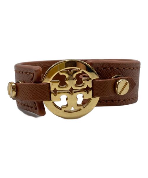 TORY BURCH（トリーバーチ）TORY BURCH (トリーバーチ) レザービッグロゴブレスレット ブラウンの古着・服飾アイテム