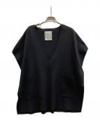 BEARDSLEYビアズリー）の古着「スリット ロング Vネックニットベスト/BEZ1022205A0008」｜ブラック