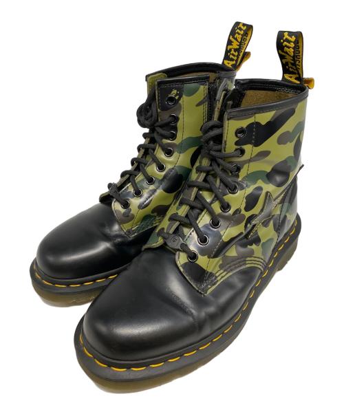 Dr.Martens（ドクターマーチン）Dr.Martens (ドクターマーチン) A BATHING APE (ア ベイシング エイプ) 1460 BAPE ZIP 8ホールブーツ ブラック×オリーブ サイズ:UK7の古着・服飾アイテム