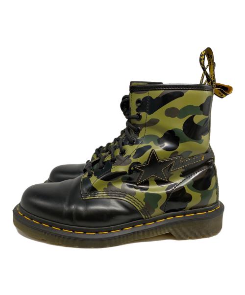 Dr.Martens（ドクターマーチン）Dr.Martens (ドクターマーチン) A BATHING APE (ア ベイシング エイプ) 1460 BAPE ZIP 8ホールブーツ ブラック×オリーブ サイズ:UK7の古着・服飾アイテム