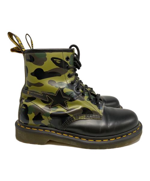 Dr.Martens（ドクターマーチン）Dr.Martens (ドクターマーチン) A BATHING APE (ア ベイシング エイプ) 1460 BAPE ZIP 8ホールブーツ ブラック×オリーブ サイズ:UK7の古着・服飾アイテム
