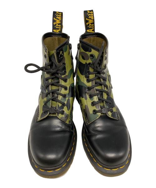 Dr.Martens（ドクターマーチン）Dr.Martens (ドクターマーチン) A BATHING APE (ア ベイシング エイプ) 1460 BAPE ZIP 8ホールブーツ ブラック×オリーブ サイズ:UK7の古着・服飾アイテム