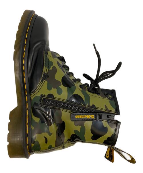 Dr.Martens（ドクターマーチン）Dr.Martens (ドクターマーチン) A BATHING APE (ア ベイシング エイプ) 1460 BAPE ZIP 8ホールブーツ ブラック×オリーブ サイズ:UK7の古着・服飾アイテム