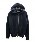ESTNATIONエストネーション）の古着「シルクフロントジップフーディ」｜ネイビー