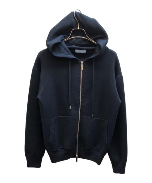 ESTNATION（エストネーション）ESTNATION (エストネーション) シルクフロントジップフーディ ネイビー サイズ:Mの古着・服飾アイテム