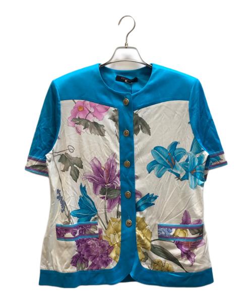 LEONARD（レオナール）LEONARD (レオナール) 半袖総柄シャツ ホワイト×ブルー サイズ:Lの古着・服飾アイテム