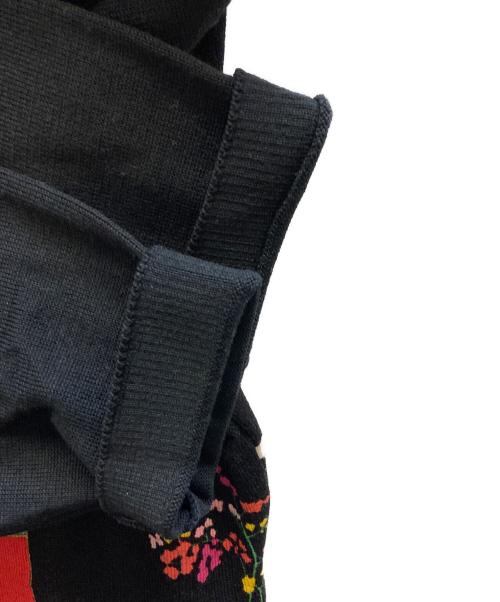 LEONARD（レオナール）LEONARD (レオナール) 総柄丸首カーディガン ブラック サイズ:Mの古着・服飾アイテム