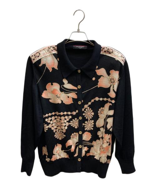 LEONARD（レオナール）LEONARD (レオナール) 花柄カーディガン ブラック サイズ:Lの古着・服飾アイテム